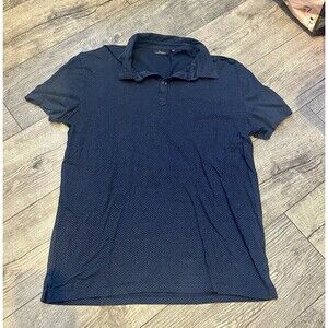 Marc Anthony Mens Large Polo Collared Casual T Shirt Solid Plain Blue